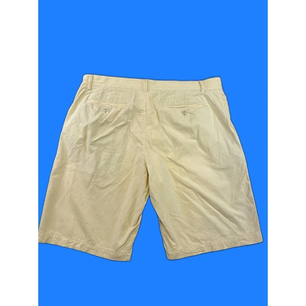 Banana Republic S/ Shorts Mens 36 Yellow Striped 100% Cotton Flat Front